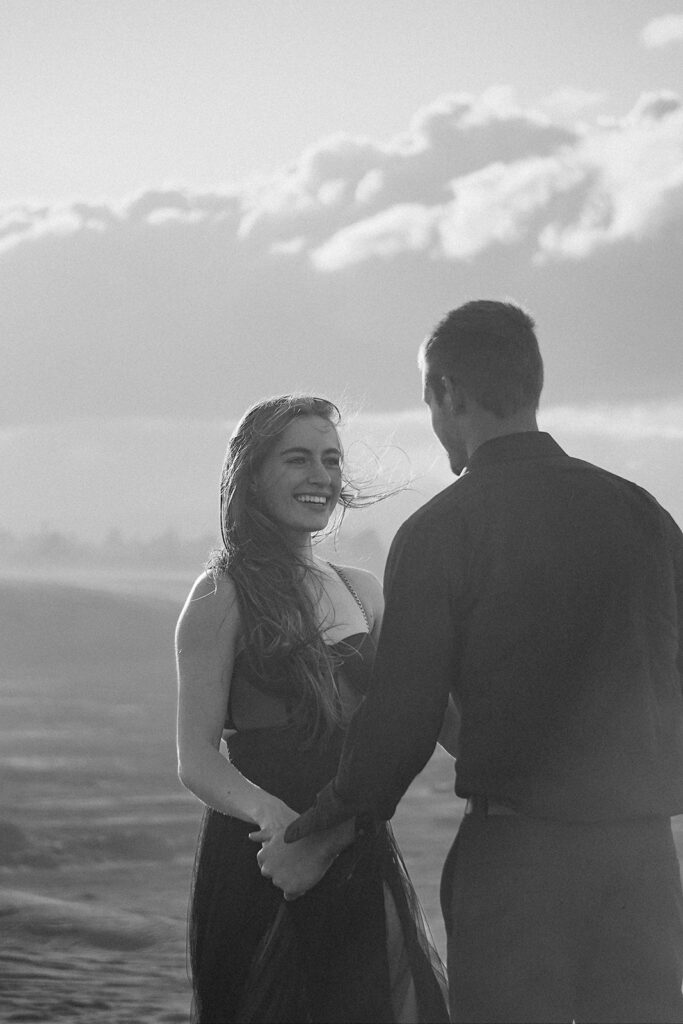 Black and white adventure elopement photography.
